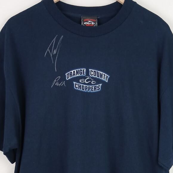 Orange County Choppers VTG SZ XL Navy Graphic Tee Autographed By Paul NWT - Picture 3 of 8